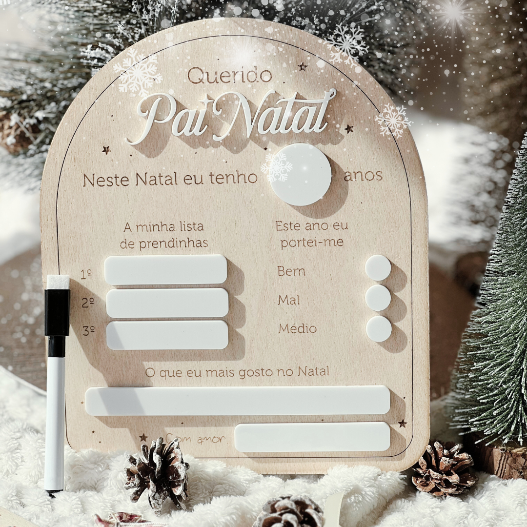 Placa do Pai Natal com Caneta