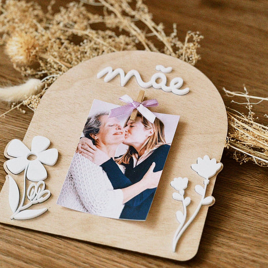 Placa MÃE Flores com Foto