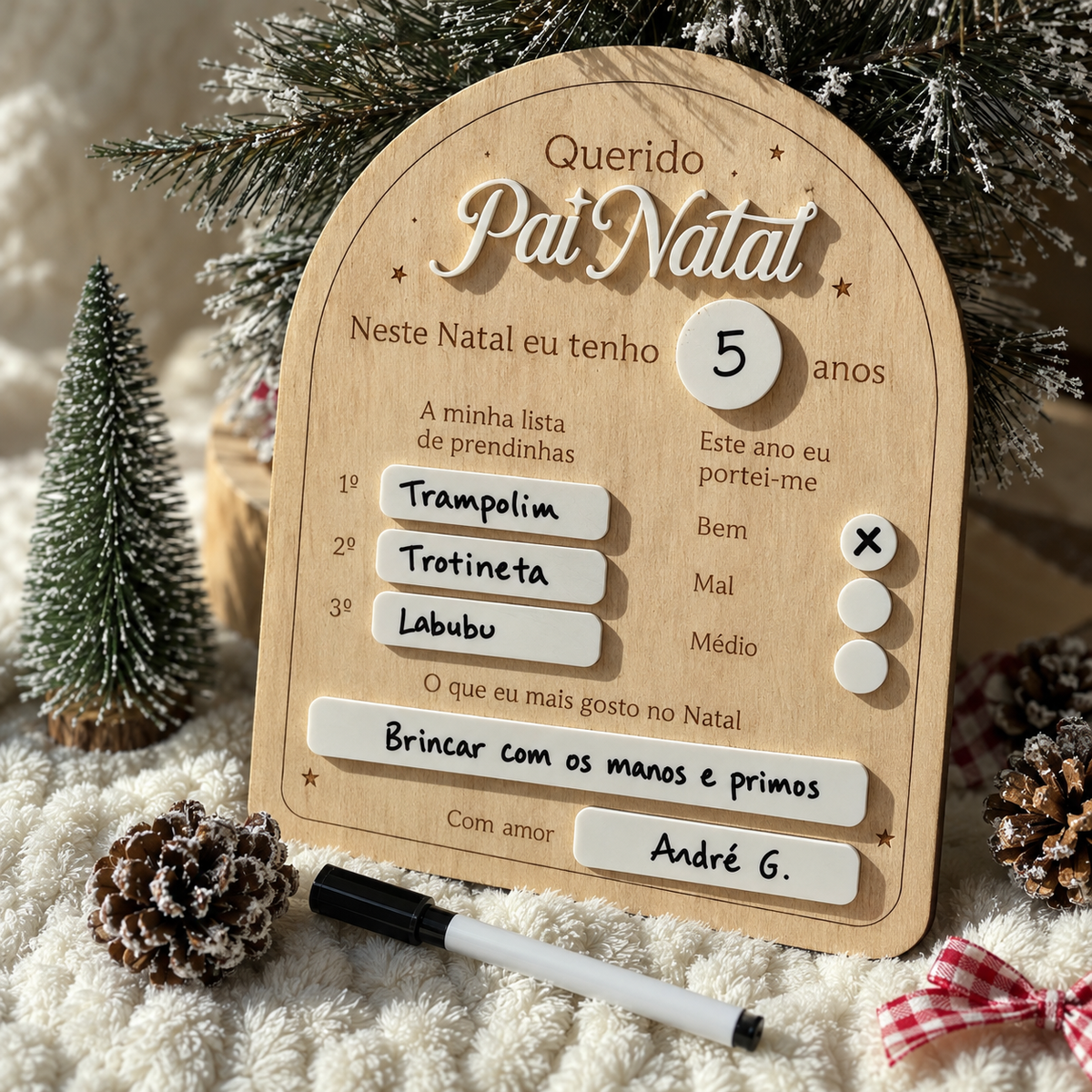 Placa do Pai Natal com Caneta