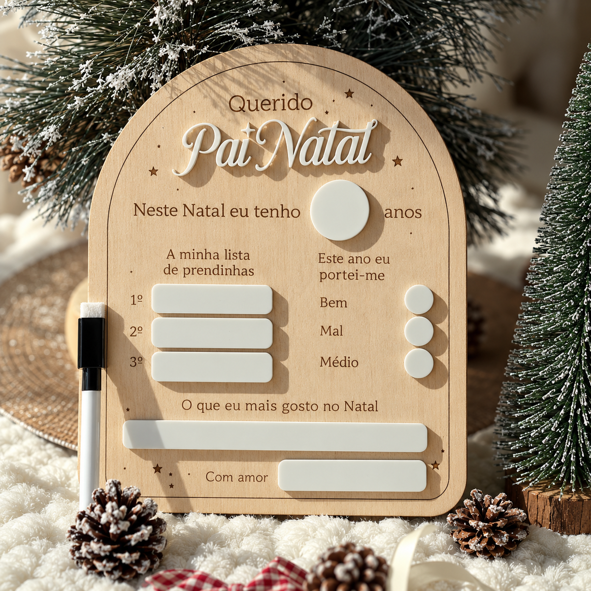 Placa do Pai Natal com Caneta