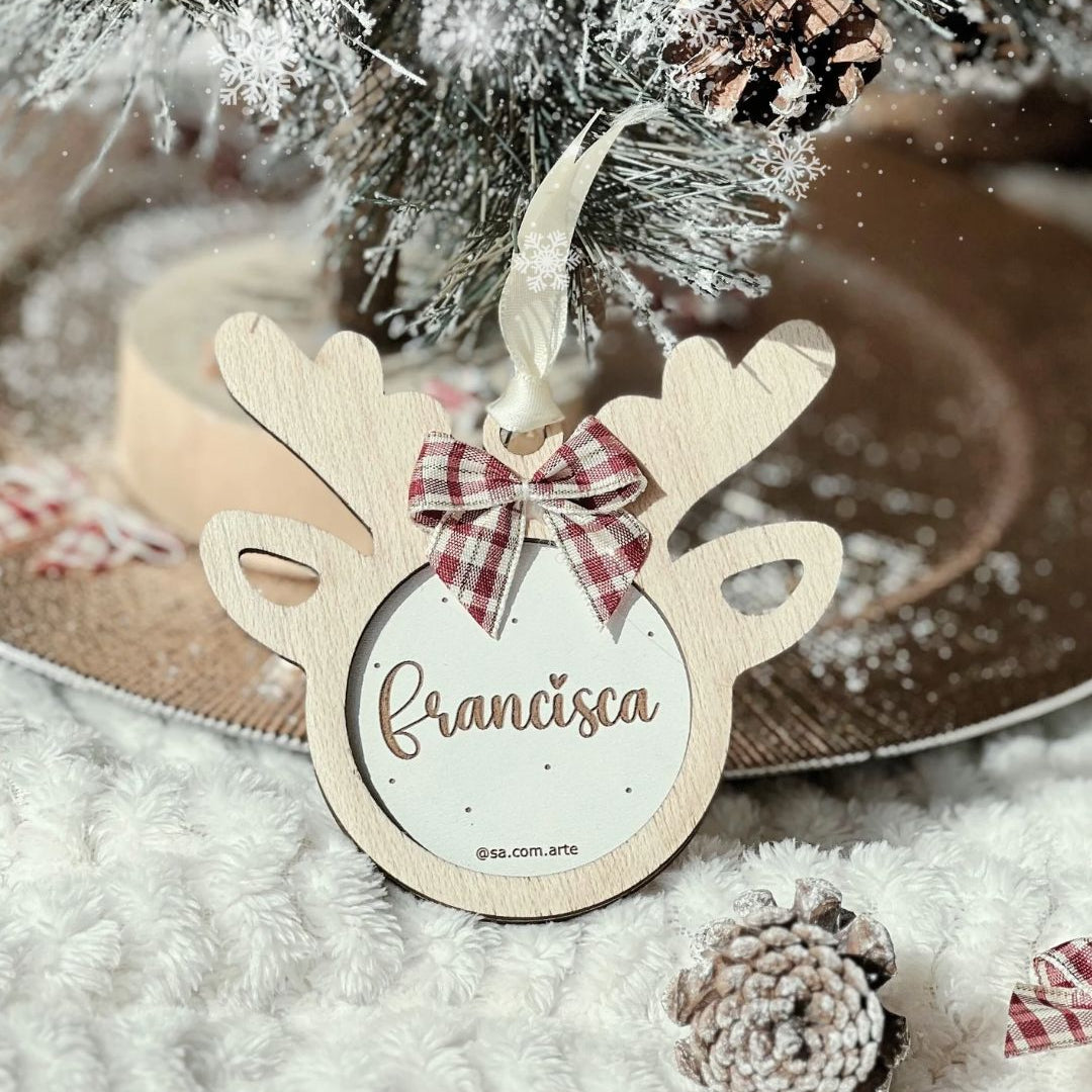 Ornamento Rena com Nome