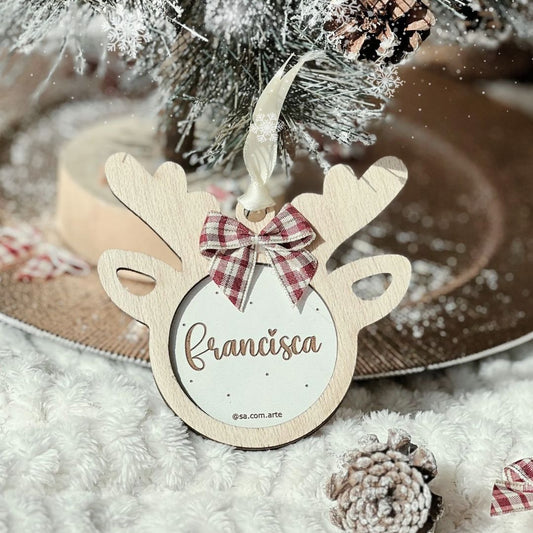 Ornamento Rena com Nome