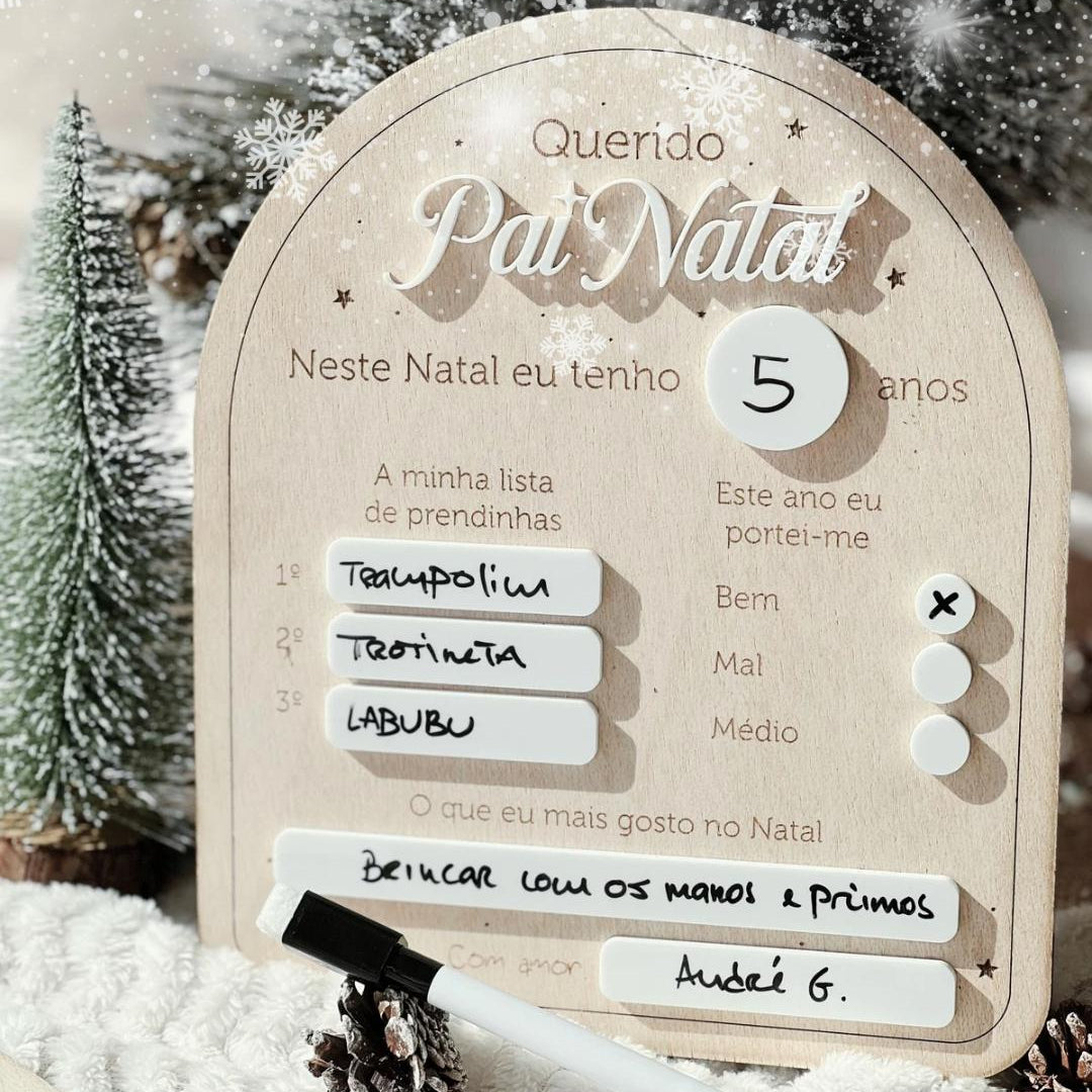 Placa do Pai Natal com Caneta
